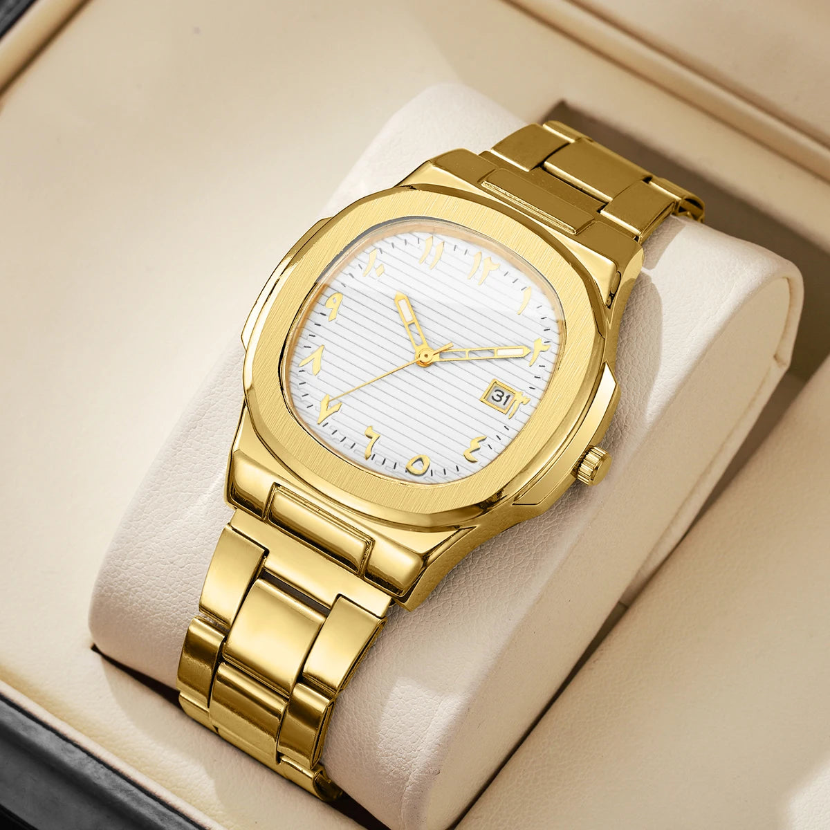 Square Dial Luxury Quartz Watch for Men
