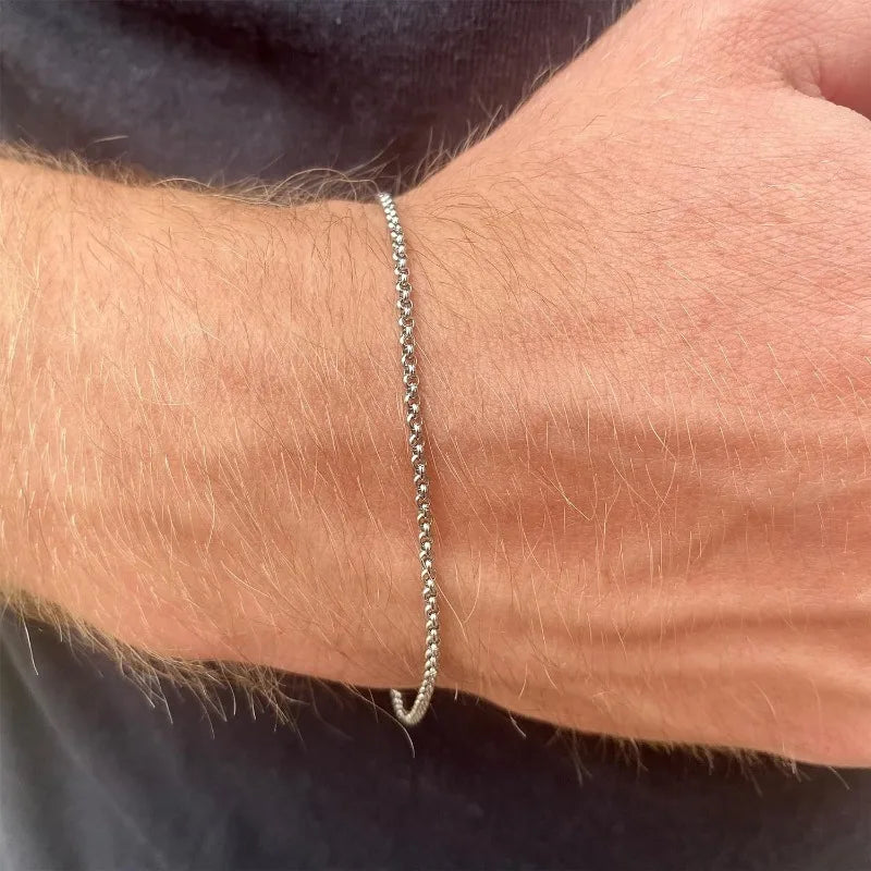 Bracelet Set with Box Chain &amp; Cuban Link for Men
